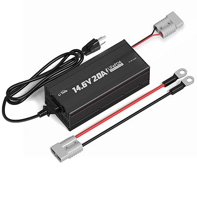 LiTime 12V 20A Lithium Battery Charger 14.6V LiFePO4 Battery Charger AC-DC Smart Charger with Anderson Connector LED Indicator for LiFePO4 Deep Cycle Batteries of RV, Homes, Off-grid and Solar Systems