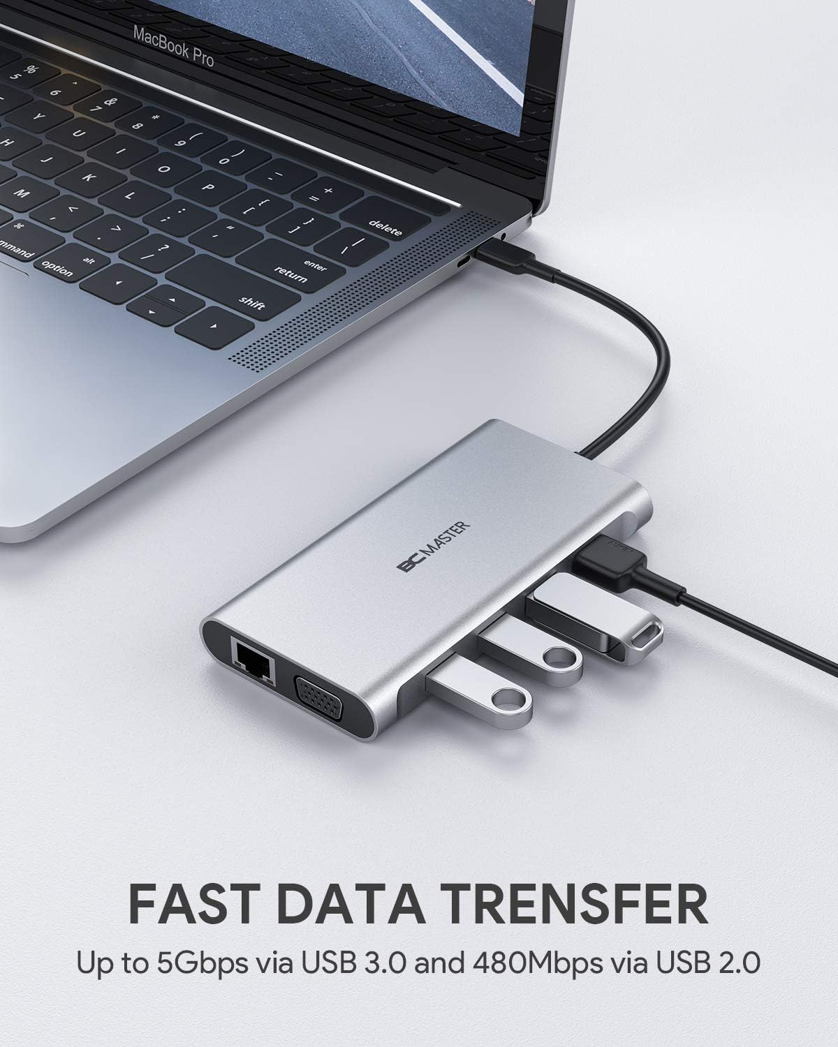 USB C Hub BC MASTER 10-in-1 Type C Adapter with Ethernet Port, 4K HDMI, VGA, 2 USB 3.0, 2 USB 2.0, 100W USB C PD Charging, SD/TF Docking Station for MacBook Pro/Air(Thunderbolt 3), Other USB-C Devices: Computers & Accessories