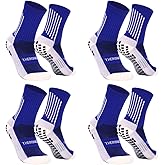 Soccer Grip Socks | Anti-Slip Performance Socks for Men & Women | 4-Pack Non-Slip Traction Socks for Soccer & Trampoline