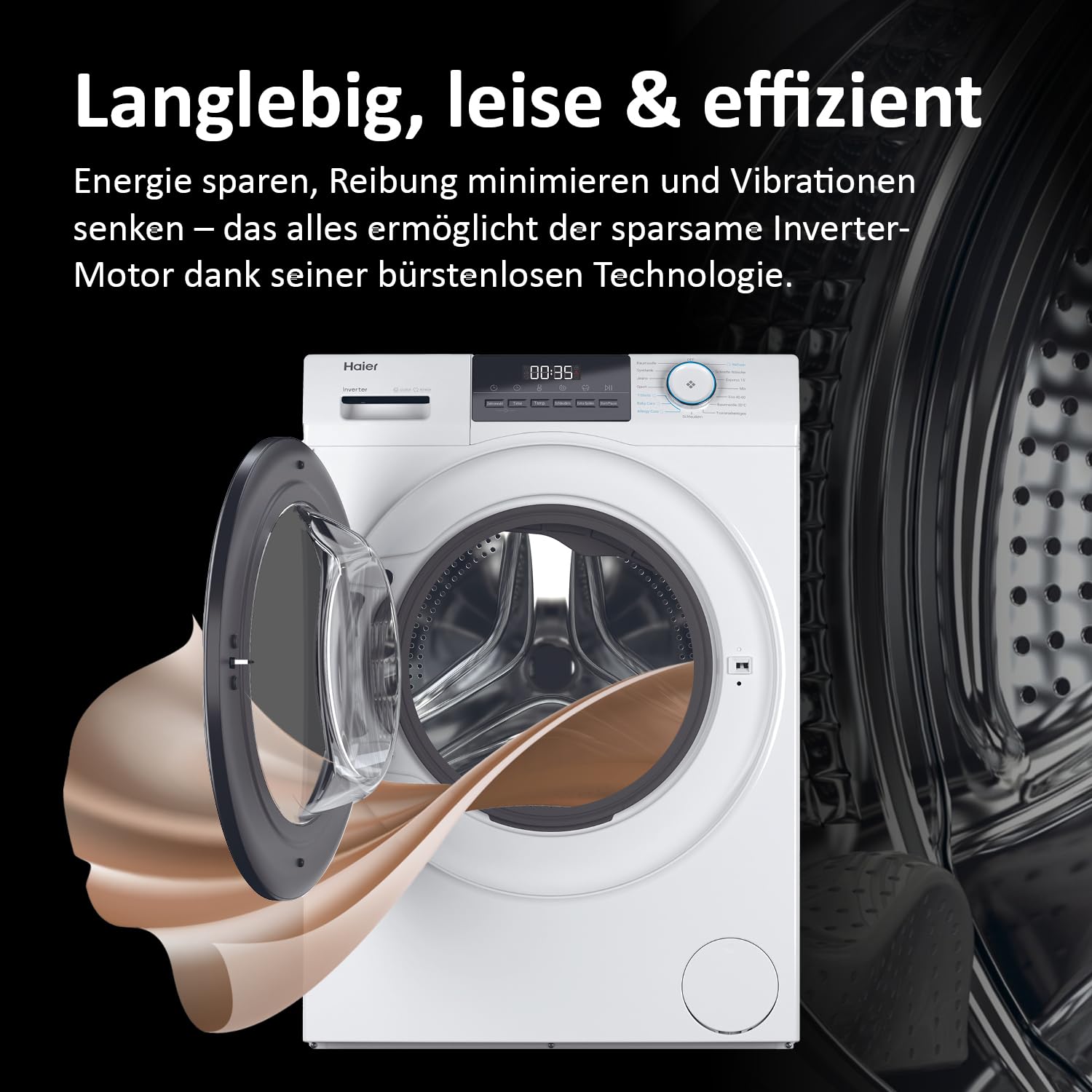 Haier Frontlader Waschmaschine 8kg I I-PRO SERIE 1 HW80-BP14929 I Washing Machine mit A-Effizienz, 1.400 U/Min. & sparsamem Inverter-Motor I Inkl. Refresh- sowie Expressprogramm und Mengenautomatik 5