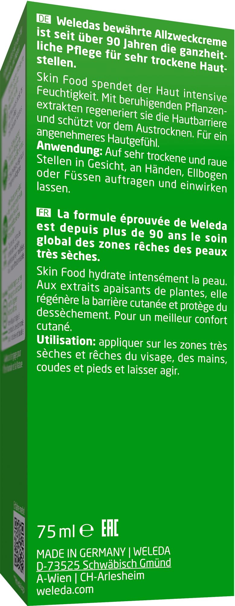 WELEDA Bio Skin Food Feuchtigkeitscreme 75ml - reichhaltige Naturkosmetik Hautpflege SkinFood Hautcreme zur Pflege von sehr trockener Haut. Natürliche Körper- & Gesichtscreme nährt die Haut intensiv 2