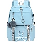 XOMYQUAO Teen Girl School Backpack for Girls Backpack Kids Gothic Bookbag School Backpacks for Girls Teens (Blue)