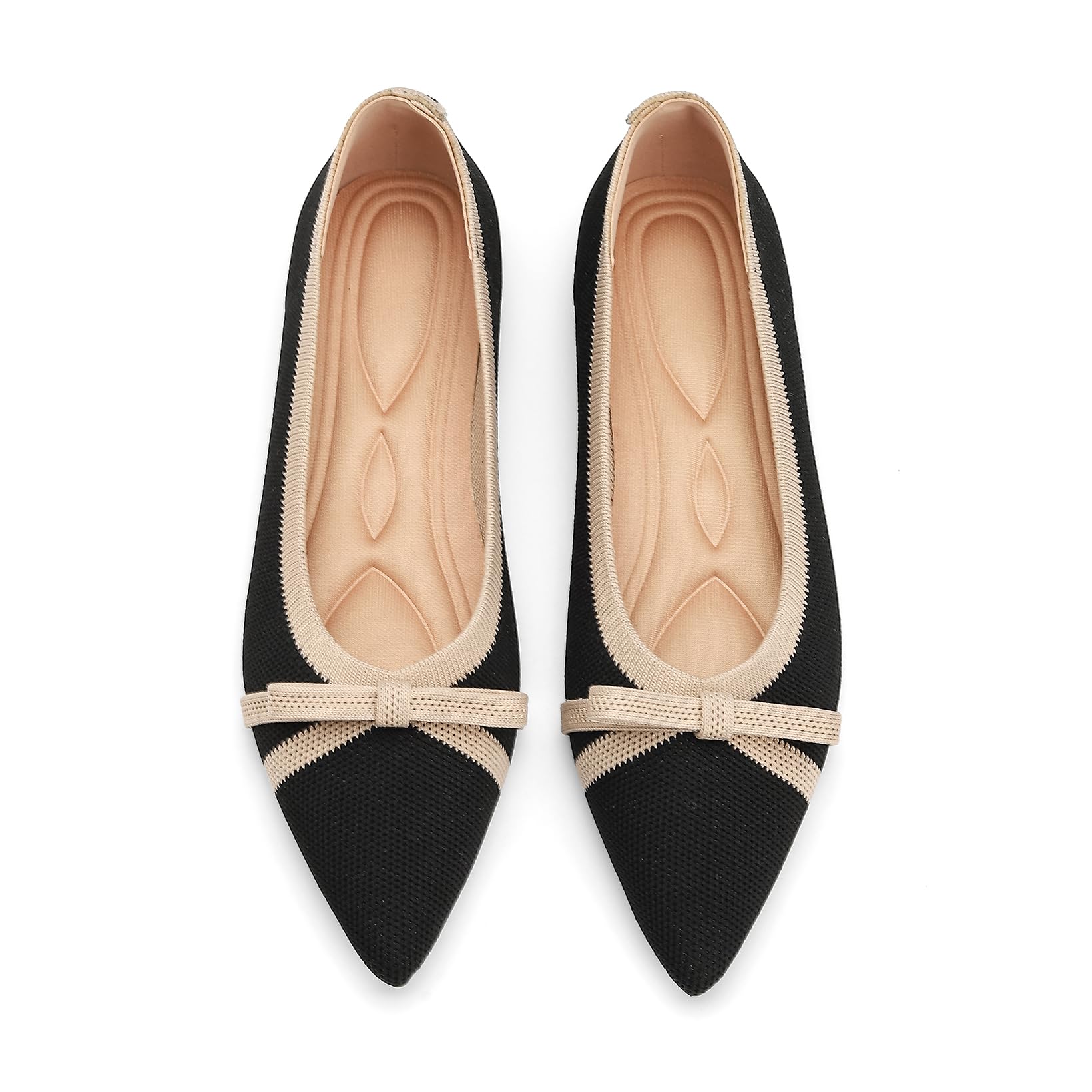 Photo 1 of Oexuios Flats for Women Pointed Toe Knit Foldable Ballet Women's Fat Shoes Dressy Comfortable Slip On Womens Shoe for Casual Office Work