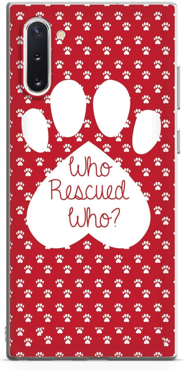 Inspired Cases - 3D Textured Galaxy Note 10 Case - Rubber Bumper Cover - Protective Phone Case for Samsung Galaxy Note 10 - Who Rescued Who - Paw Print