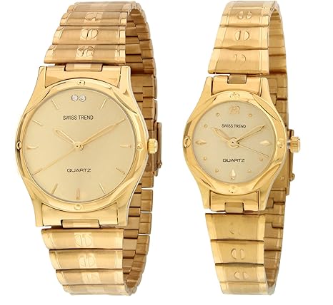 Analogue Gold Dial Men & Women Couple Watch -1736