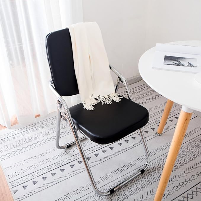 Yi Hai Folding Chair Thick Padded Metal Black Set Of One