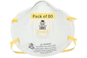 3M Particulate Respirator 8210V with Cool Flow Valve, Pack of 80, NIOSH APPROVED, Disposable, Smoke, Grinding, Sanding, Sawing, Sweeping, Woodworking, Dust