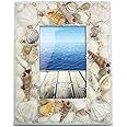 Puzzled CoTa Global Ocean Beach 4x6 Frame - Distressed Wood Seashell Photo Frame for Summer Vacation Memory, Handmade Beach Sand Nautical Picture Frame For Tabletop Decor - 9.4 Inches