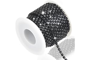 DROPOWER 4MM Crystal Rhinestone Close Chain Trim 10 Yards Rhinestone Banding Claw Cup Chain for Sewing Crafts, DIY Decoration, Jewelry, Clothing, Shoes Black