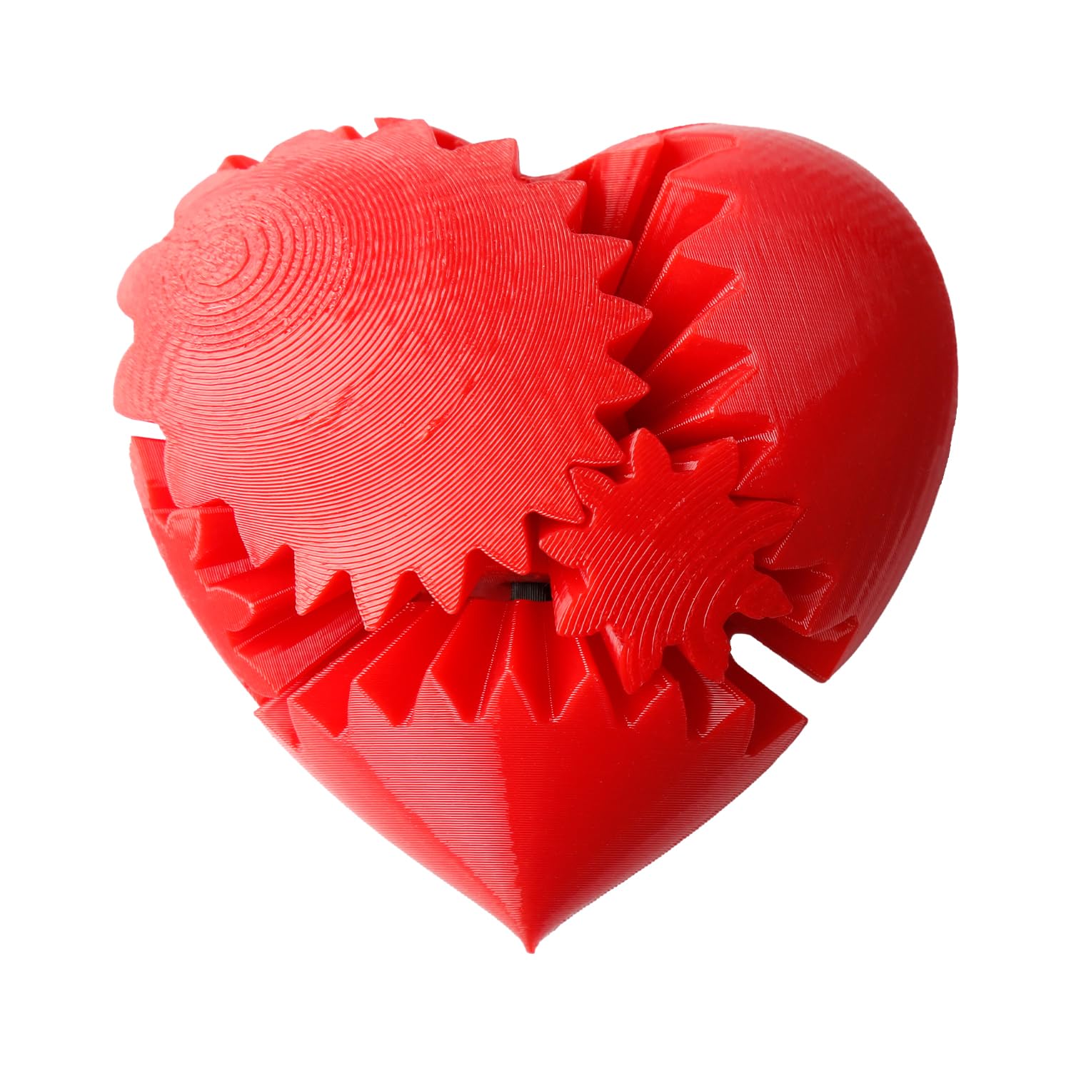 Hopzab 3D Printed Heart-Shaped Fidget Toy – Steampunk Heart Sphere, Helix Screw Design for Stress & Anxiety Relief, Unique Fidget Ball Spinner for Adults & Kids(Red)