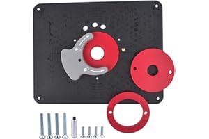 GLOSSY AUTO PARTS PRS4036 Series Precision Router Table Insert Plate Kit with Level-Loc Rings (Predrilled Holes) - Compatible with Bosch 1617 Porter Cable 690/890