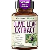 Olive Leaf Extract Capsules – 750 mg Standardized to 150 mg Oleuropein – Polyphenol Antioxidants for Cardiovascular Health and Immune Support Supplement – Vegan Herbal Supplements – 60 Capsules