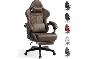 GTPLAYER Gaming Chair with Speakers, Video Game Chairs with Footrest, PC Gamer Chairs for Adults - Padded High Back Ergonomic Reclining Silla Gamer, Linkage Armrest, Ace Pro, Light Brown
