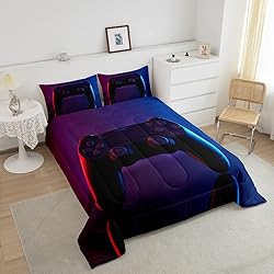 Games Comforter Set Purple Gamepad Player Gaming
