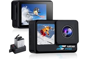 Xilecam Dual Screen Action Camera 1080P WiFi Waterproof Camera 4*Zoom 131FT(40m) Waterproof Underwater Camera with 2X 1050mAh Batteries and Multifunctional Accessories Sports Camera