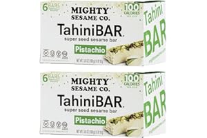 MIGHTY SESAME CO. Mighty Sesame TahiniBars With Pistachio (2 Pack Total 12 Bars) 100 Calorie Bar, Gluten Free, Vegan, Nothing Artificial, Kosher