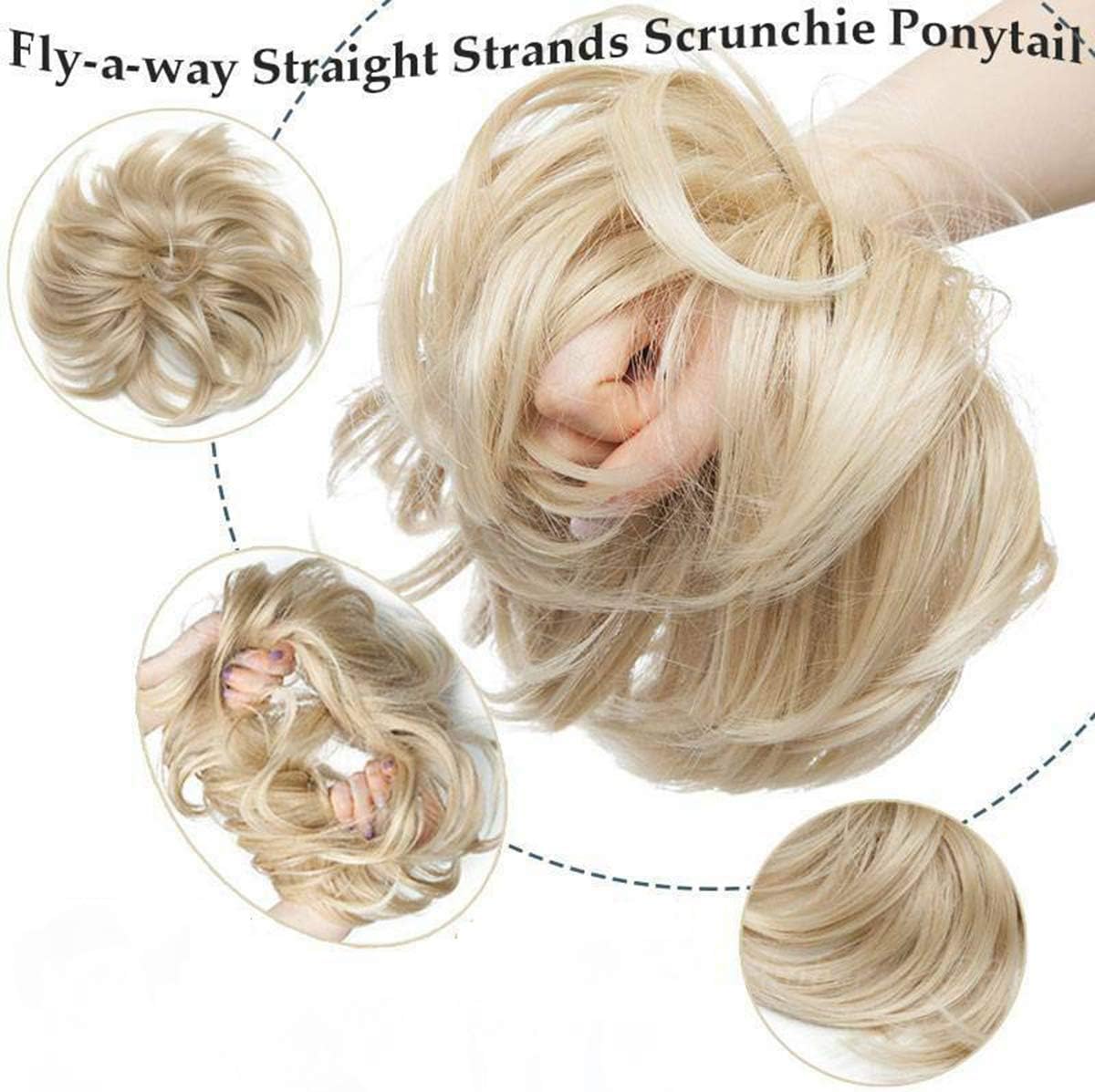 Tousled Updo Messy Bun Hair Piece Hair Extension Ponytail With Elastic Rubber Band Updo Extensions Synthetic Hair Extensions Scrunchies Ponytail Hairpiece for Women Dark Brown - Image 5