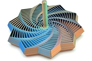 TRULY AMAZING THINGS Expanded Sensory Fidget Star with Handle – Visually Captivating and Satisfyingly Noisy! (Orange - Blue - Green, Medium)