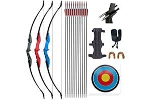 Lanneret Recurve Bow Set Hunting Long Takedown Bow Draw Weight 20lbs 30lbs 40lbs for Beginner Teenagers Right Left Hand 57" Bow