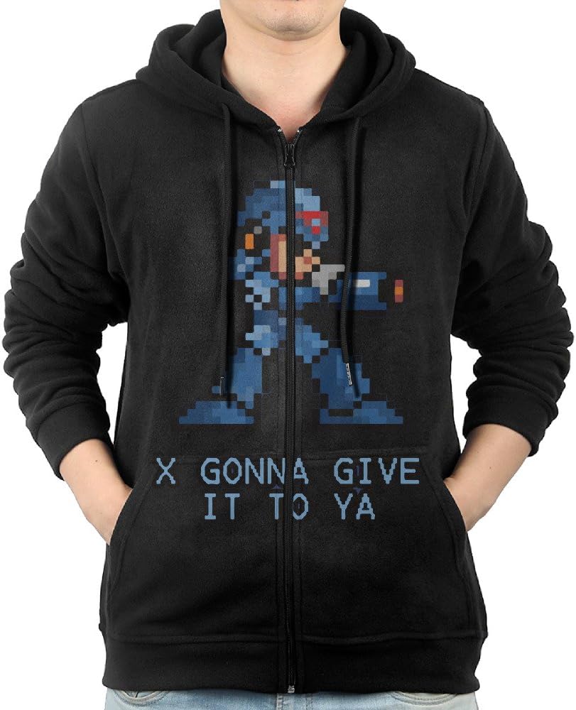 Blingerstore Casual Mens I Gonna Give It To Ya Megaman Full-Zip Sweatshirt Hoodie Jacket