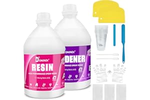 Demorex 1 Gallon Crystal Clear Epoxy Resin Kit, High Gloss & Bubbles Free Resin Supplies for Art Coating and Casting, Craft DIY, Wood, Tabletop, Bar Top, Molds, River Tables with Cups, Sticks, Gloves