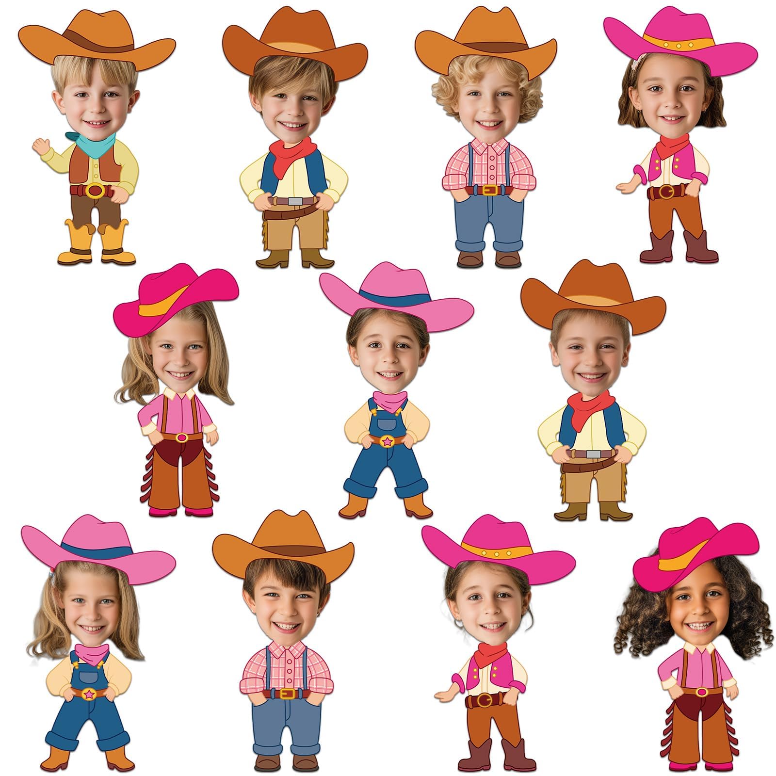 Photo 1 of 48Pcs Western Cowboy Hat Cutouts Bulletin Board Decorations Pink Cowgirl Paper Cut Outs DIY Craft Photo for Kids Kindergarten Party Decor for Home Wall Back to School Classroom Birthday Supplies