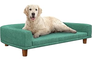 PawHut Dog Sofa, Dog Couch Bed for Large Dogs, Elevated Pet Cat Sofa Bed with Removable Washable Cover, Anti-Slip Foot Pads, 