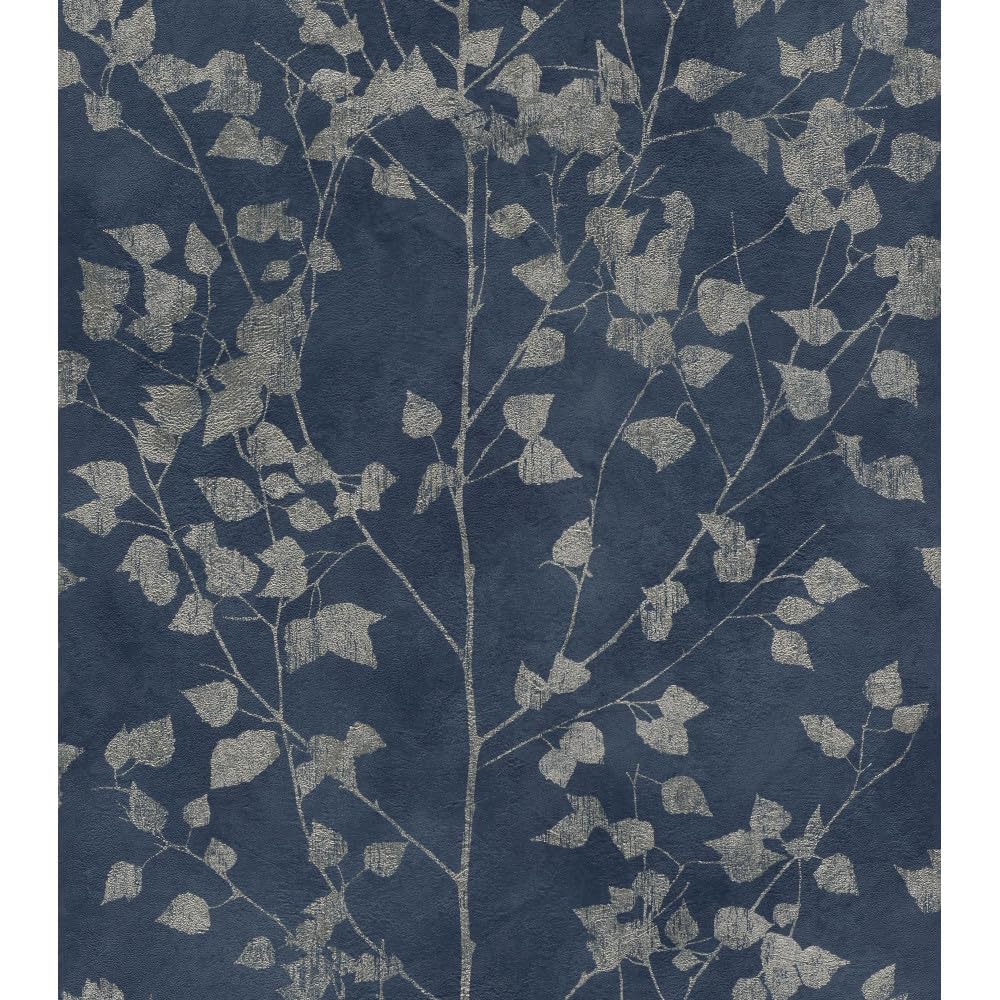 Rasch Tapeten Non Woven Wallpaper (Botanical) Blue Silver 10,05 m x 0,53 m Finca 416657