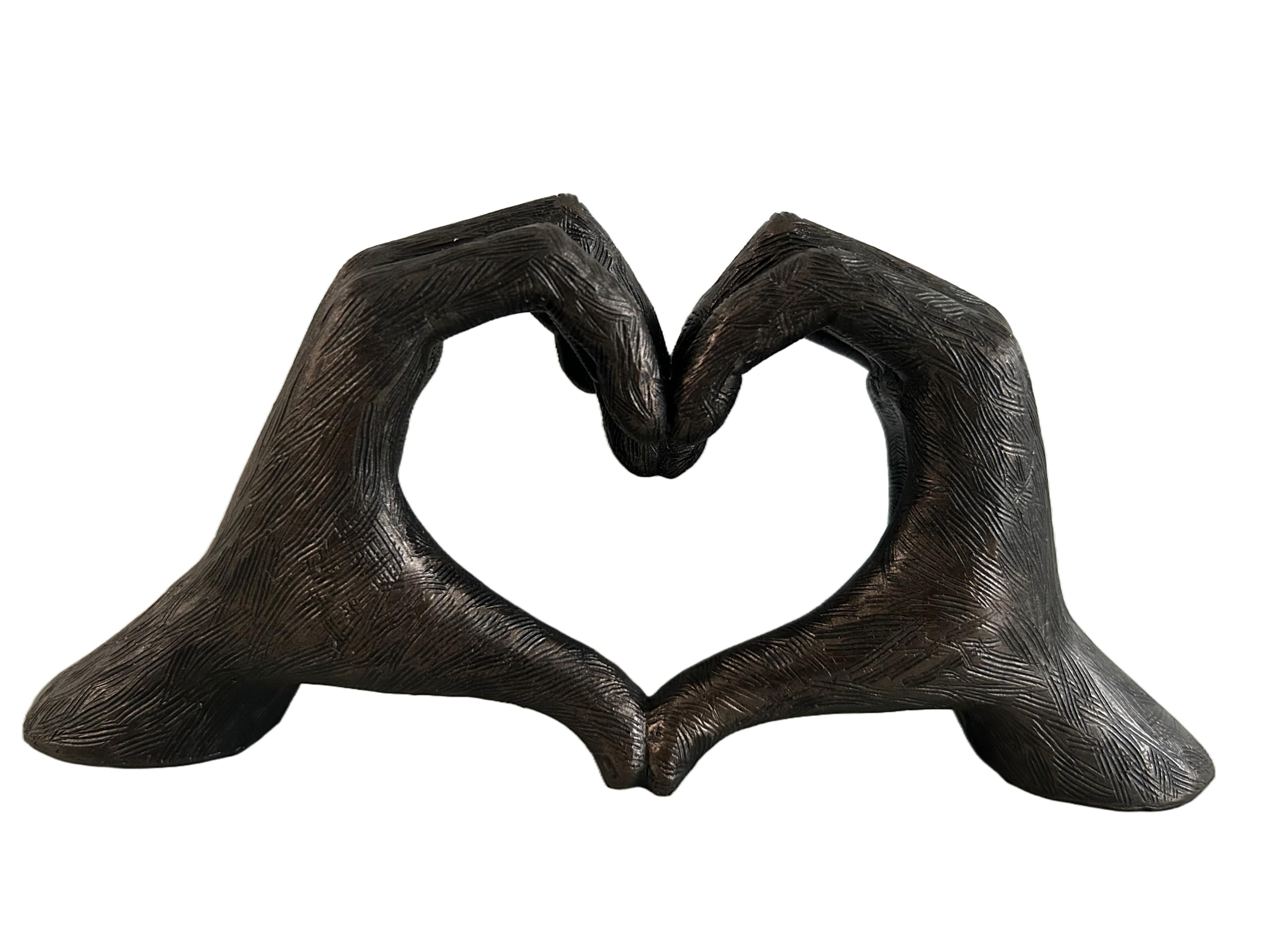 Haute Collage Hands Love Gesture Sculpture Antique-Silver Gold Bronze Colour Life-Size 26cm/10'' Expression of Appreciation & LoveValentine's Day I appreciate you I love you Wedding Present (Bronze)