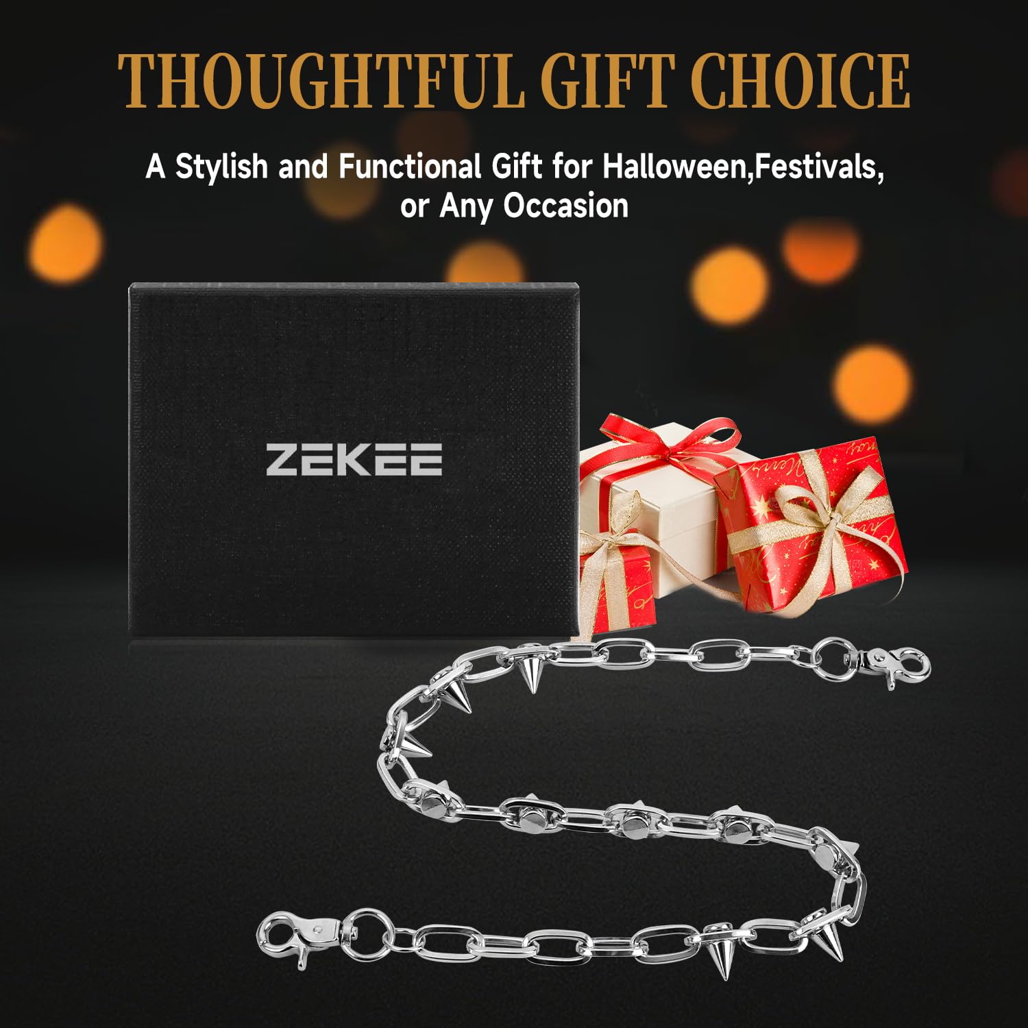 ZEKEE Wallet Chain Pants Chain Hip Hop Punk Jeans Chain Key Chain Goth Heavy Rivet Accessories for Women Men