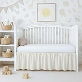 Cottington Lane Ivory Crib Skirt Dust Ruffle 14" Drop, Fits 28" x 52" | Soft &amp; Durable Nursery Crib Toddler Bedding Skirt for Baby Girls or Boys, Classic Ruffled Design