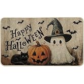 Artoid Mode Ghost Jack-O'-Lantern Happy Halloween Doormat, Low-Profile Switch Rug Door Home Decor Mat Floor Mat for Indoor Outdoor 17x29 Inch