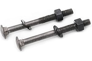 SCXCLY 6 Sets Carriage Bolts Screws, (3/8-16 x 4") Round Head, Square Neck, with (Hex Nuts & Flat Washers), 8.8 Grade (45#) Steel (Black)