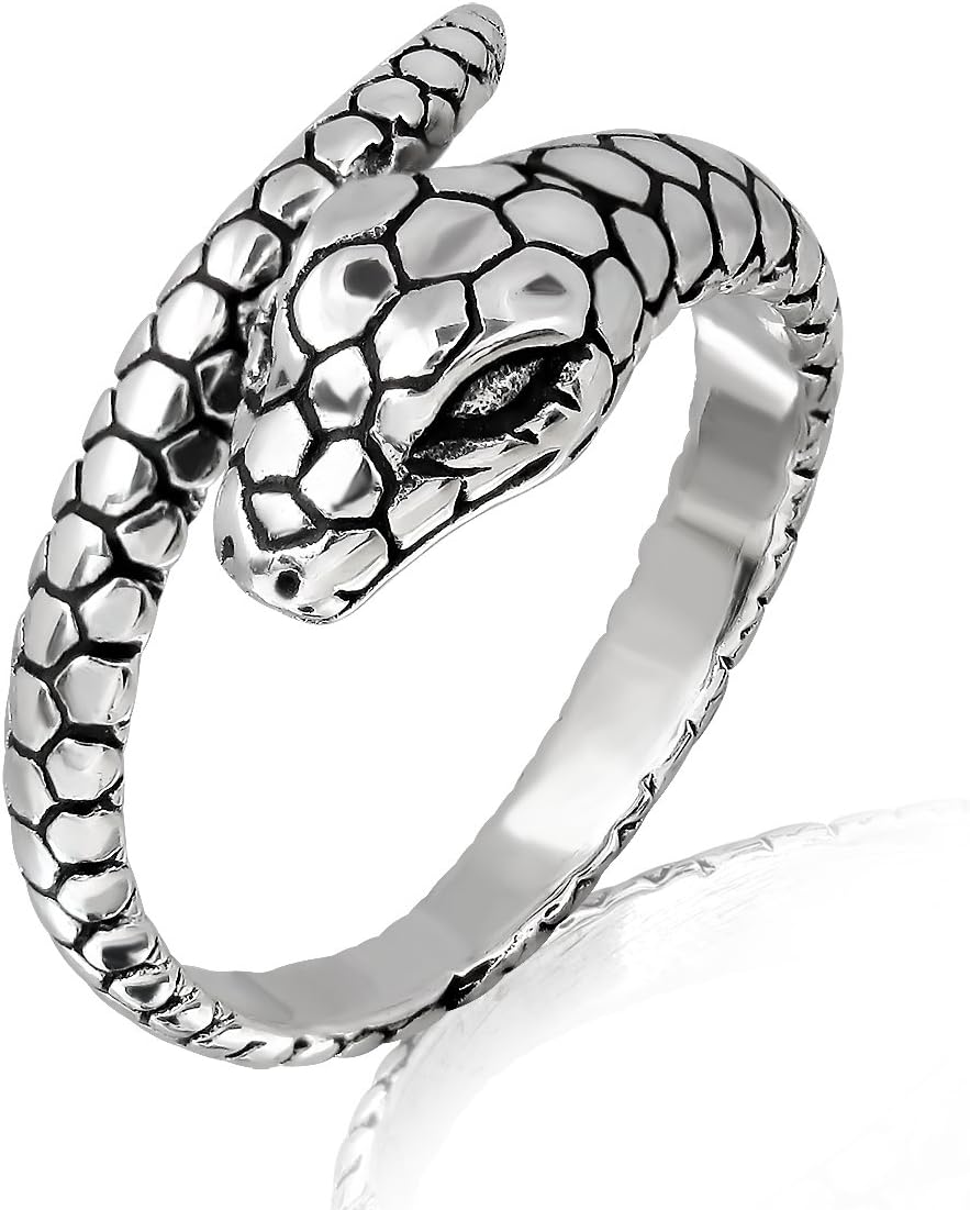 925 Sterling Silver Ouroboros Serpent Hoop Snake Infinity Ring