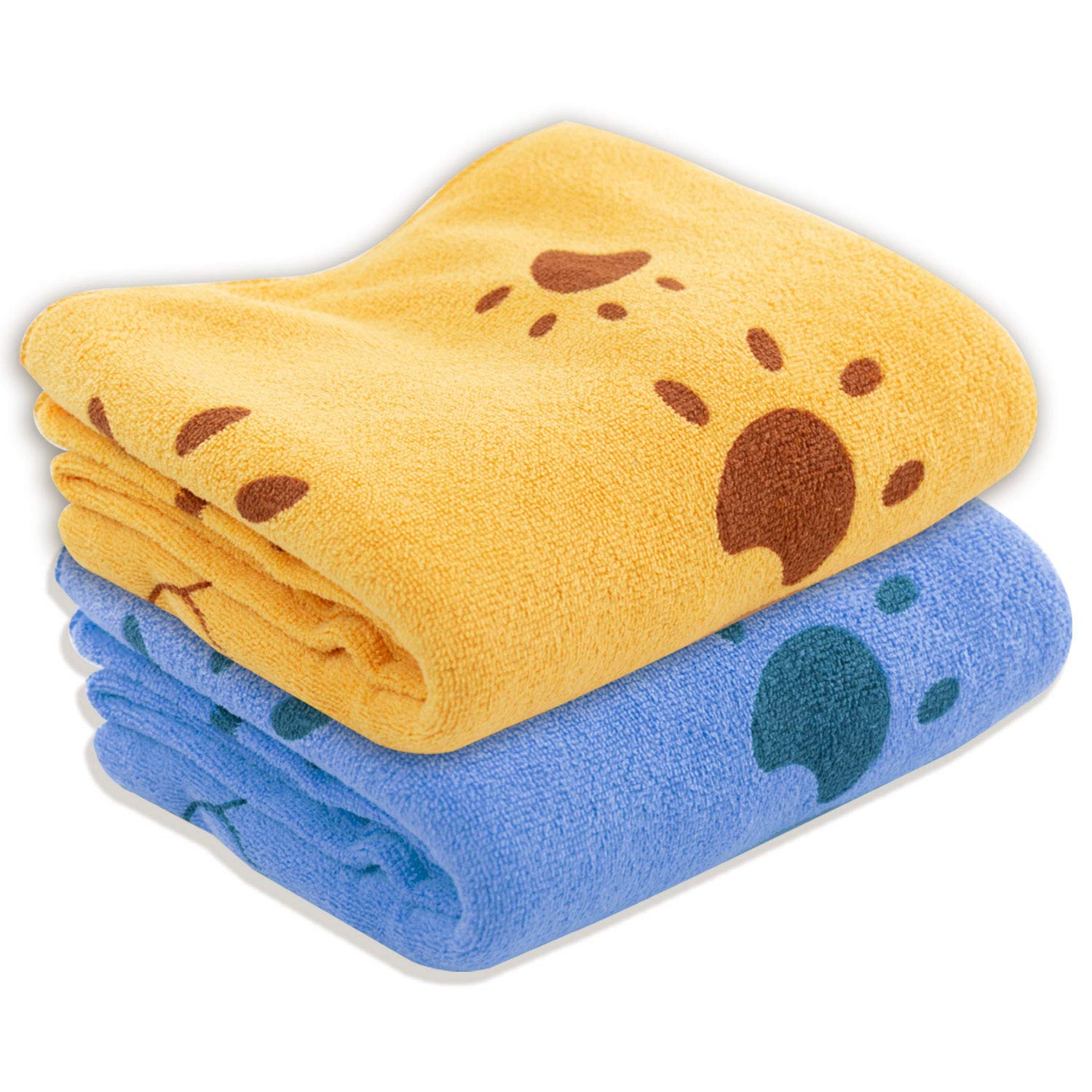DIGIFLEX Dog Towels - Microfibre Towels - 2PC Washable Dog towel - Dog Accessories for Grooming & Drying - Large Dog Towel - Orange & Blue - 140 x 71cm