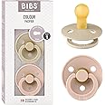 BIBS Pacifiers Colour Collection | Natural Rubber Baby Pacifier | Set of 2 BPA-Free Soothers | Made in Denmark | 0+ Months (Pack of 2) | Vanilla/Blush