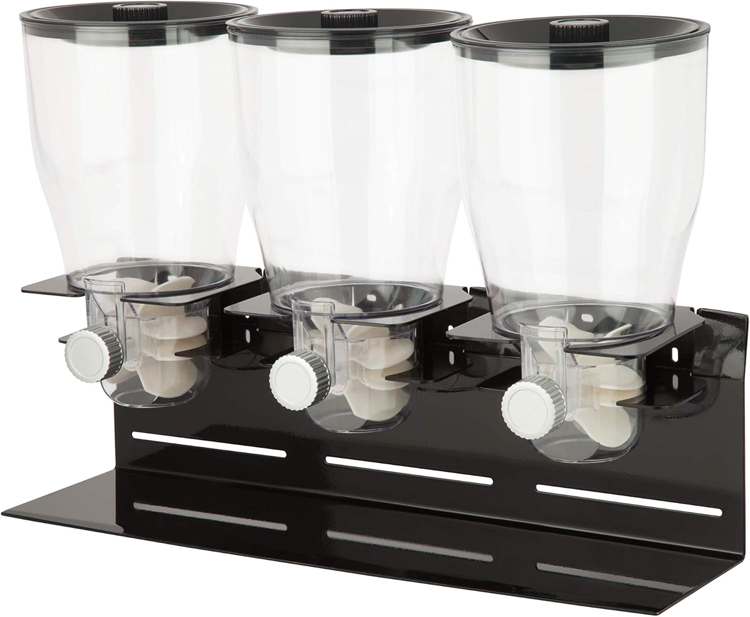 Zevro Commercial Plus Dry Food Dispenser, Triple Canister, Stainless Steel, Black/Chrome: Cereal Dispenser: Home & Kitchen