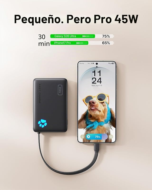 Power Bank de 45W, pequena bateria externa de 10000mAh com viagem rápida de carga