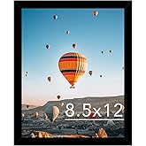 JCJMY 8.5x12 Picture Frame Black for Wall Hanging or Tabletop, Wall Mounting Horizontally or Vertically, 8.5 x 12 Wall Gallery Poster Photo Frame with Shatter Resistant Plexiglass, Black