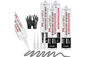 MUZEFANSI Cement Crack Filler, Flexible Self-Leveling Sealant, Concrete Crack Repair Sealant for Horizontal Surfaces, 10.1 fl. oz (4 Pack, Gray)