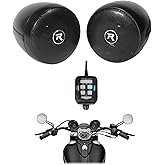 Rockville RockNRide (2) 300W Powered Bluetooth Motorcycle Handlebar Speakers, 4 Ohm, Waterproof IPX67, Bluetooth/USB/AUX, FM Radio, Perfect for Motorcycles/ATVs
