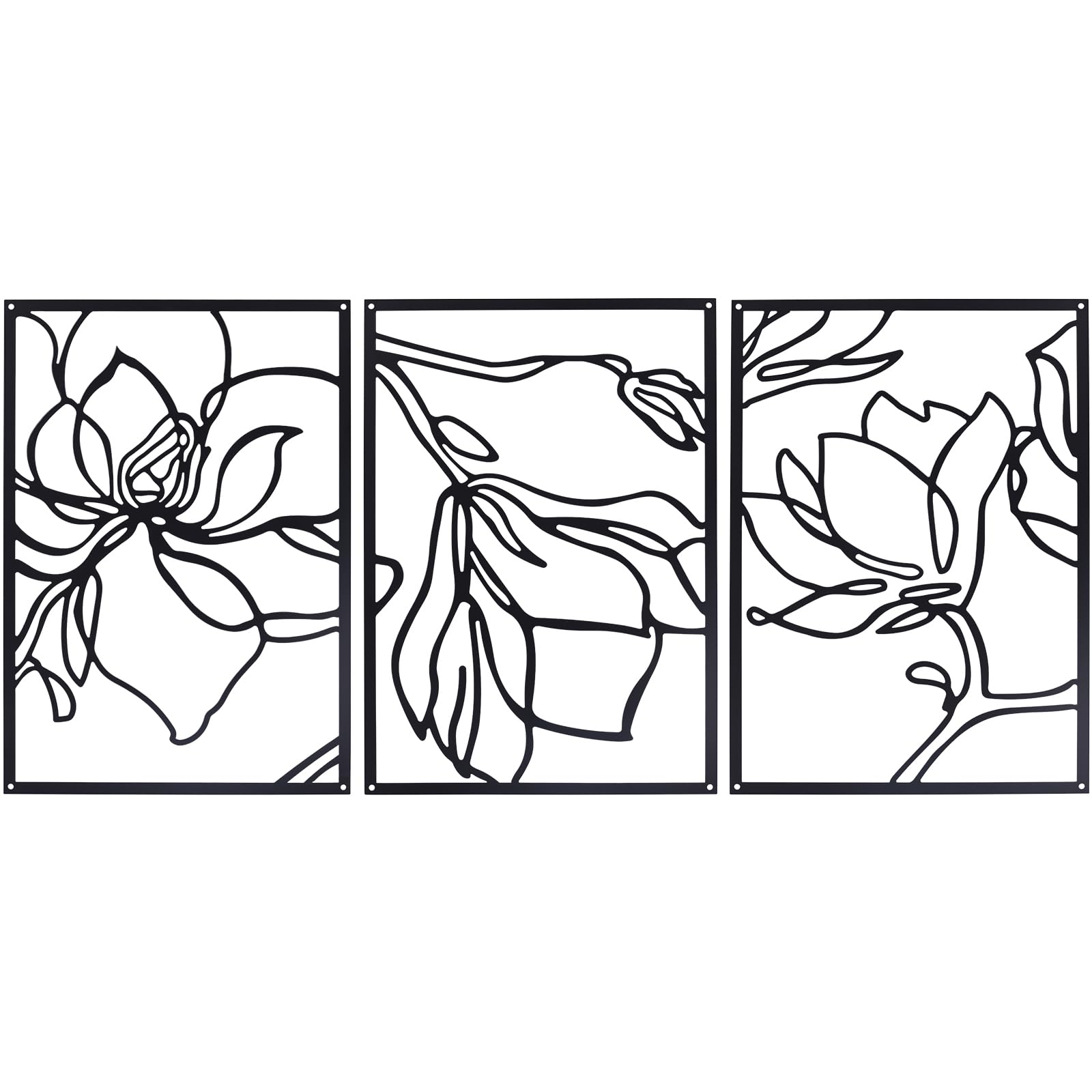 XIAOMAGG Metal Minimalist Woman Art Line Drawing Modern Home Decor Wall Decor For Kitchen Bathroom Living Room (3Pcs-black-plant)