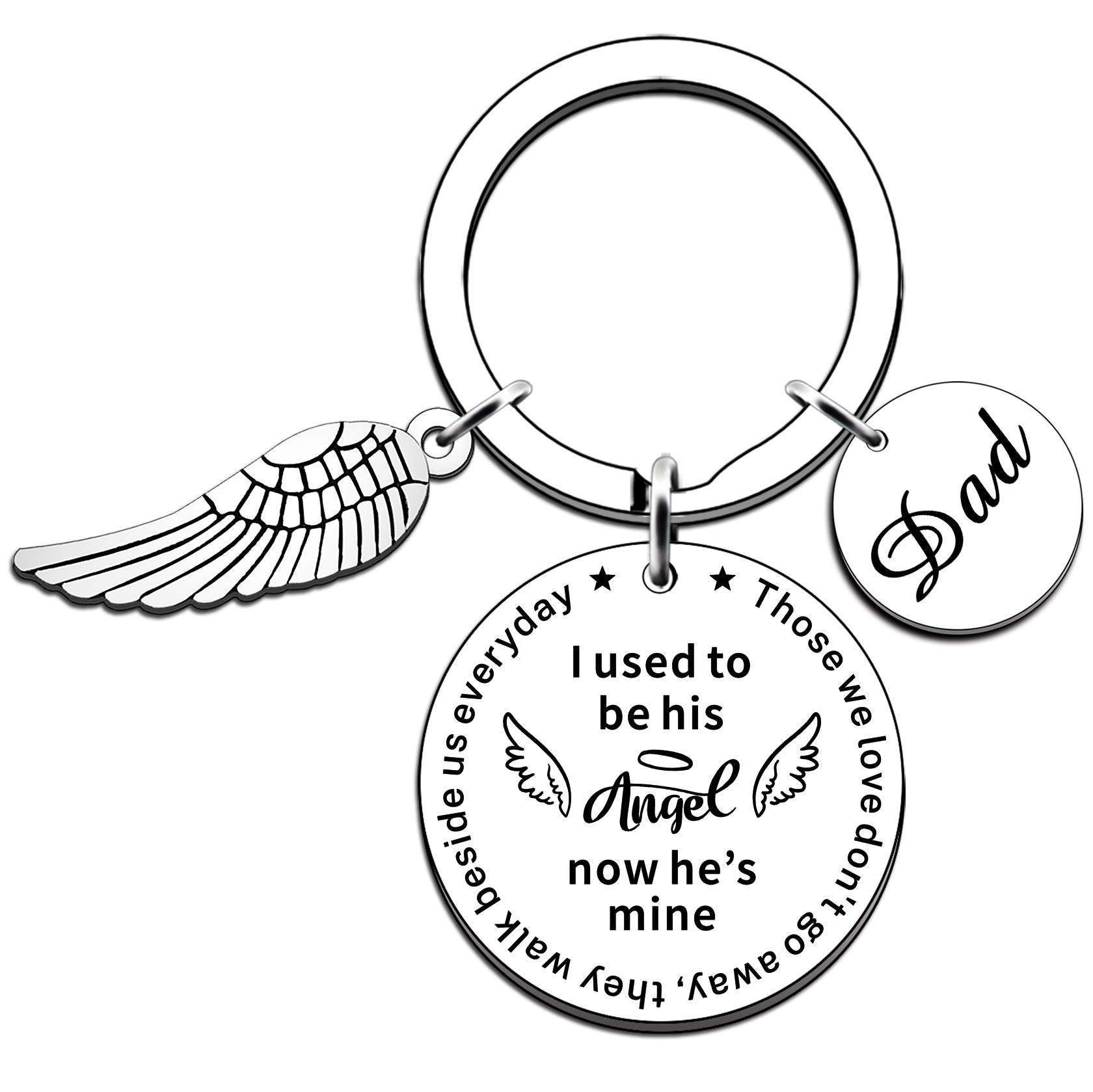 JMIMO Dad Memorial Keyring Gifts Smpathy Loss of Daddy Father Funeral Present in Memory of Dad Wing Keyring Angel Gifts