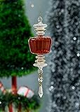 Red Glass Christmas Tree Topper ornament emboss