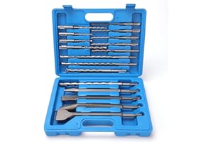 FF ERA Rotary Hammer Drill Bits Set, 17 Pcs SDS Plus Carbide-Tipped Masonry Drill Bits and Chisels for Concrete, Stone, Brick, with Storage Case