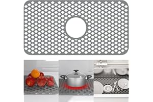 TOOVEM A FAMILY OF MANUFACTURERS TOOVEM Silicone Kitchen Sink Mat with Non-slip, Stable, Farmhouse Sink Protector for Kitchen Stainless Steel Drainboard- Grey