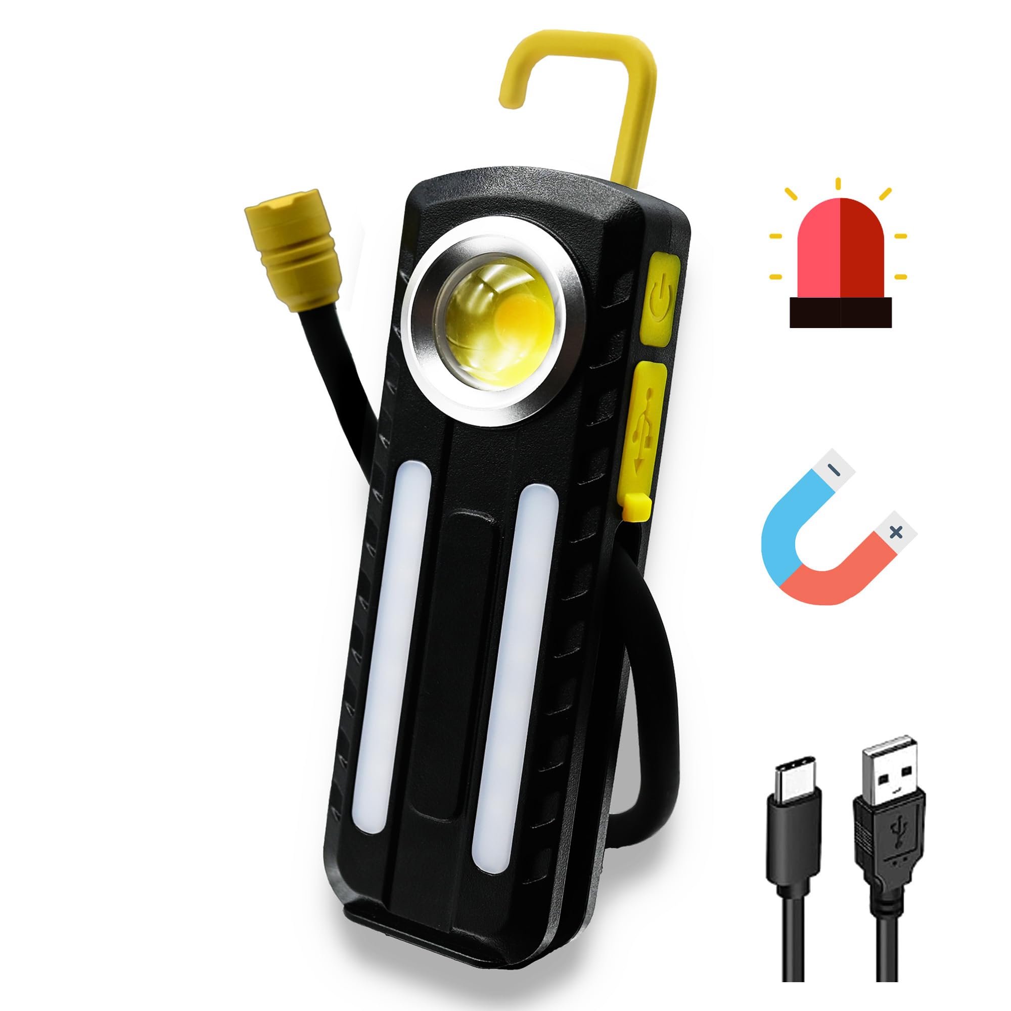 Photo 1 of Led Work Light Rechargeable,Magnetic WorkLight 2600mAh Battery,Portable Underhood WorkLight with COB 1200LM & 100LM Gooseneck,USB Workshop Light with Hooks for Car Repair,Gift for Him