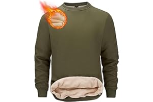Tansozer Mens Fleece Crewneck Sweatshirt Warm Sherpa Lined Thick Pullover Long Sleeve Tops Shirts