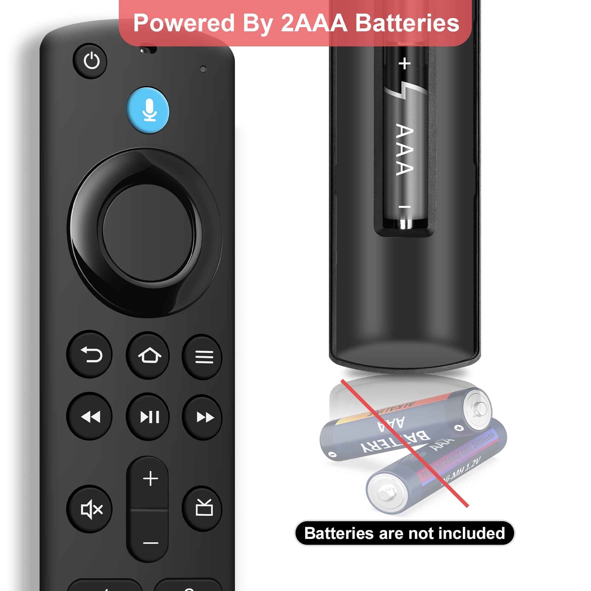 Replacement Voice Remote Control Compatible with Fire Smart TV Stick(2nd Gen/3rd Gen/Lite/4K Max/Cube), TV Stick 4K(1st/2nd Gen), Smart TVs 3rd Gen, for Hisense/TCL Smart TV, N0t for Samsung-TVs