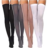 Boao 4 Pairs Women's Silk Thigh High Stockings Sheers Nylon Socks for Women Halloween Cosplay Party Tights Accessory